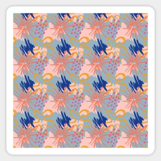 Fun abstract shapes pattern on bright blue background Sticker